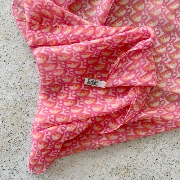 🌸🍑 DIOR Trotter Logo Monogram Scarf Shawl Wrap Bandana - Picture 5 of 7
